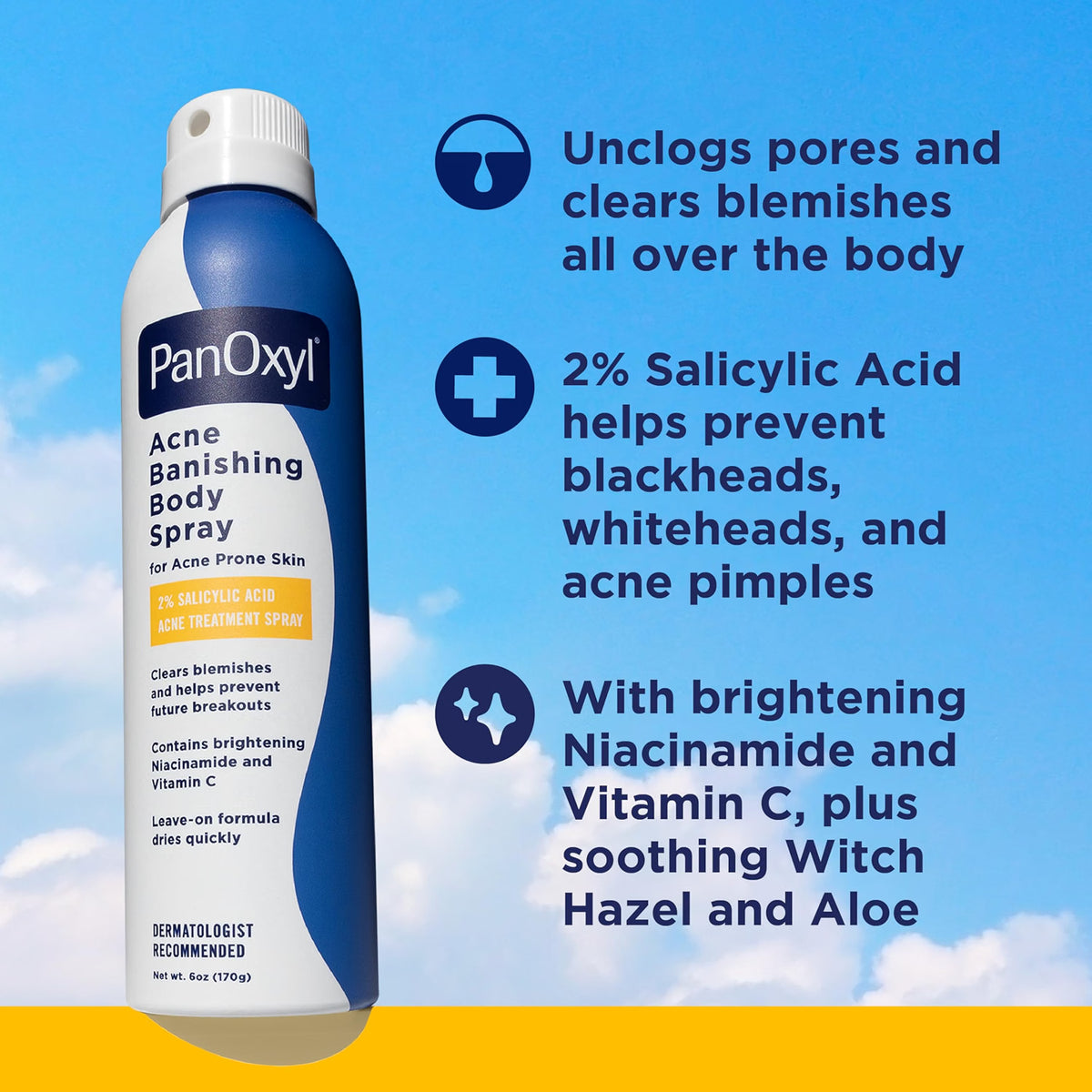 PanOxyl Acne Banishing Body Spray 2% Salicylic Acid 6 oz (170 g)