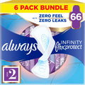 Always Infinity FlexProtect Sanitary Towels Size 2 Long, 6 Packs of 11