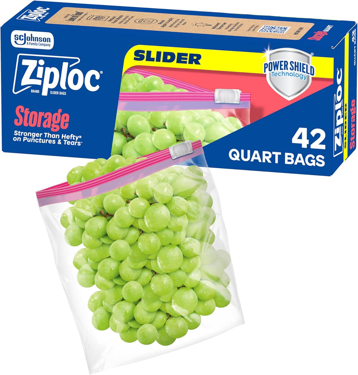 Ziploc Quart Food Storage Slider Bags, 42 Count — product view
