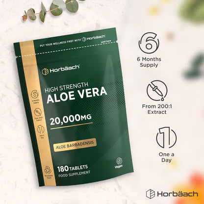 Horbaach Aloe Vera Tablets 20,000mg - 180 Count One-A-Day - view 4