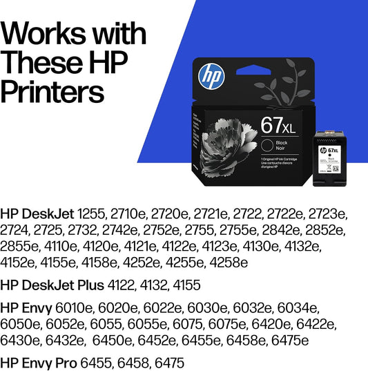 HP 67XL Black High-Yield Original Ink Cartridge (3YM57AN) - view 2
