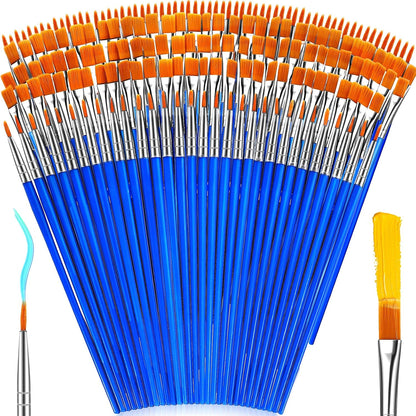 ONEXIZ Paint Brush Set, 162 Pieces, 81 Flat and 81 Round Brushes