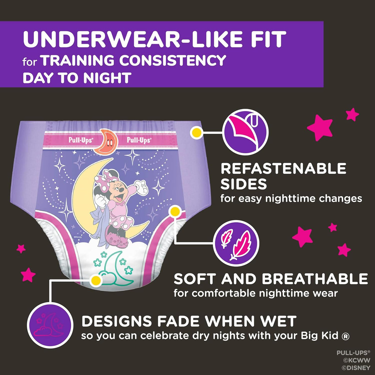 Pull-Ups Girls' Night-Time Potty Training Pants, Size 5T-6T, 44 Count - view 3