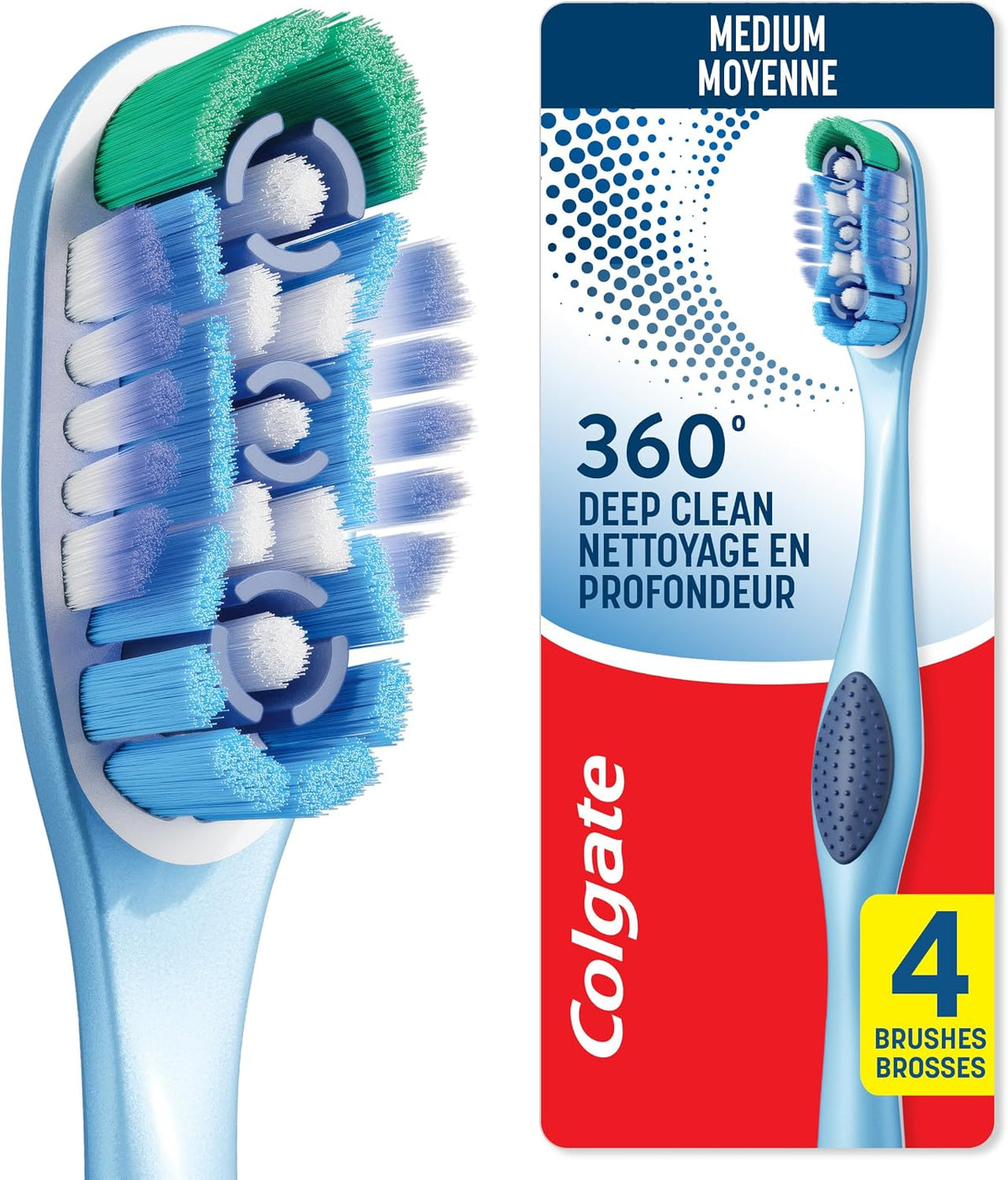 Colgate 360 Deep Clean 4-in-1 Medium Toothbrushes, Pack of 4