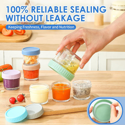 DRKIO Glass Baby Food Storage Jars with Lids, 4 oz, Set of 6 - view 4