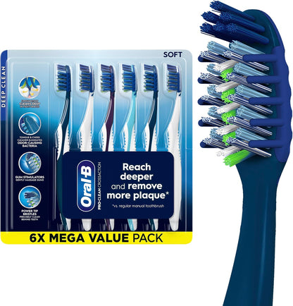 Oral-B Pro Clean CrossAction Soft Manual Toothbrushes, 6 Count