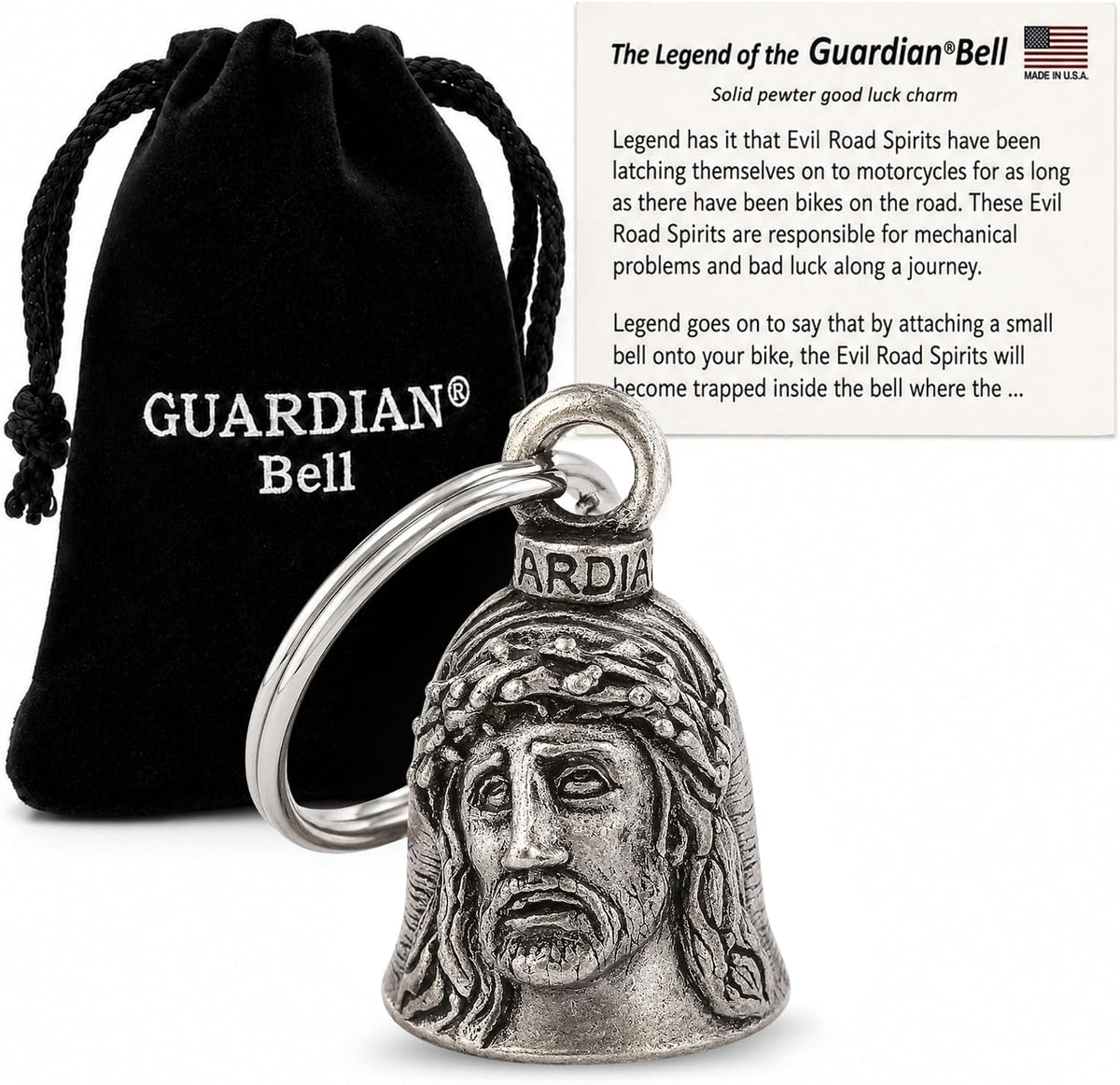 Guardian Bell Religious Good Luck Bell with Keyring and Gift Bag