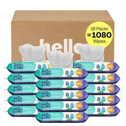 Hello Bello Fragrance-Free Baby Wipes, 18 Packs, 1080 Count