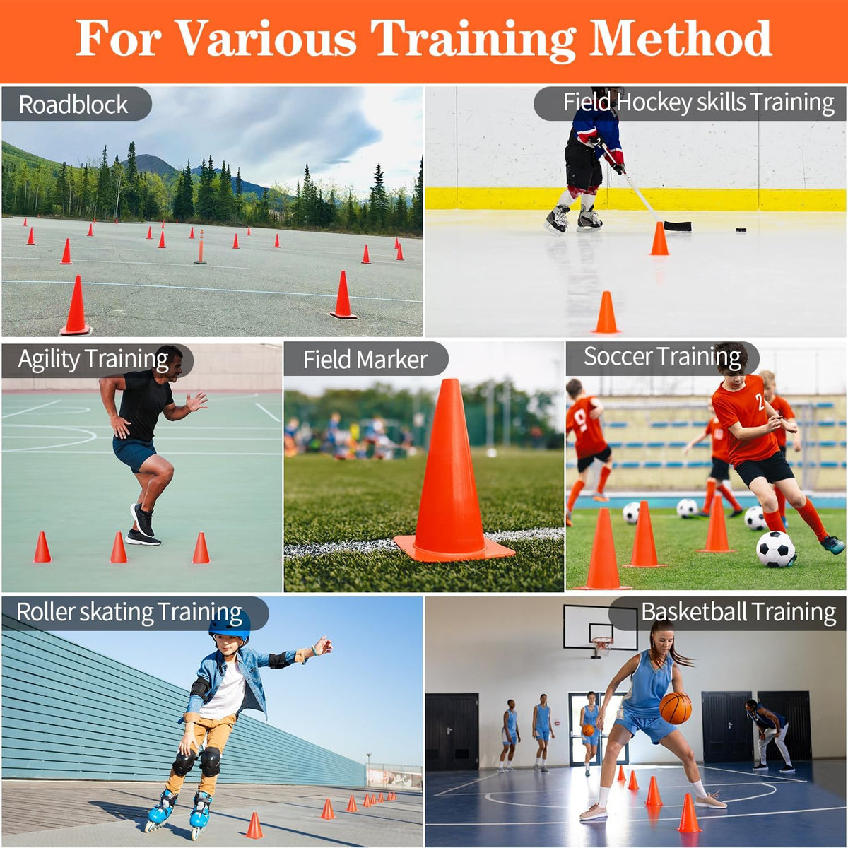 PXZBLG 7 Inch Soccer Training Cones, Set of 12 with Carry Bag - view 5