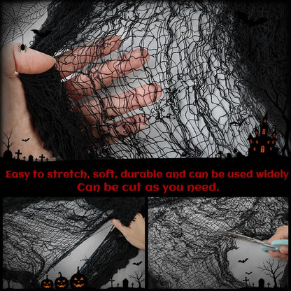 Qtisky Black Halloween Gauze Cloth Decorations, 5 Pieces - view 2