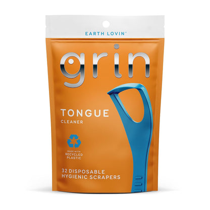 Grin Disposable Tongue Cleaner with Fold-Back Pick, 32 Count