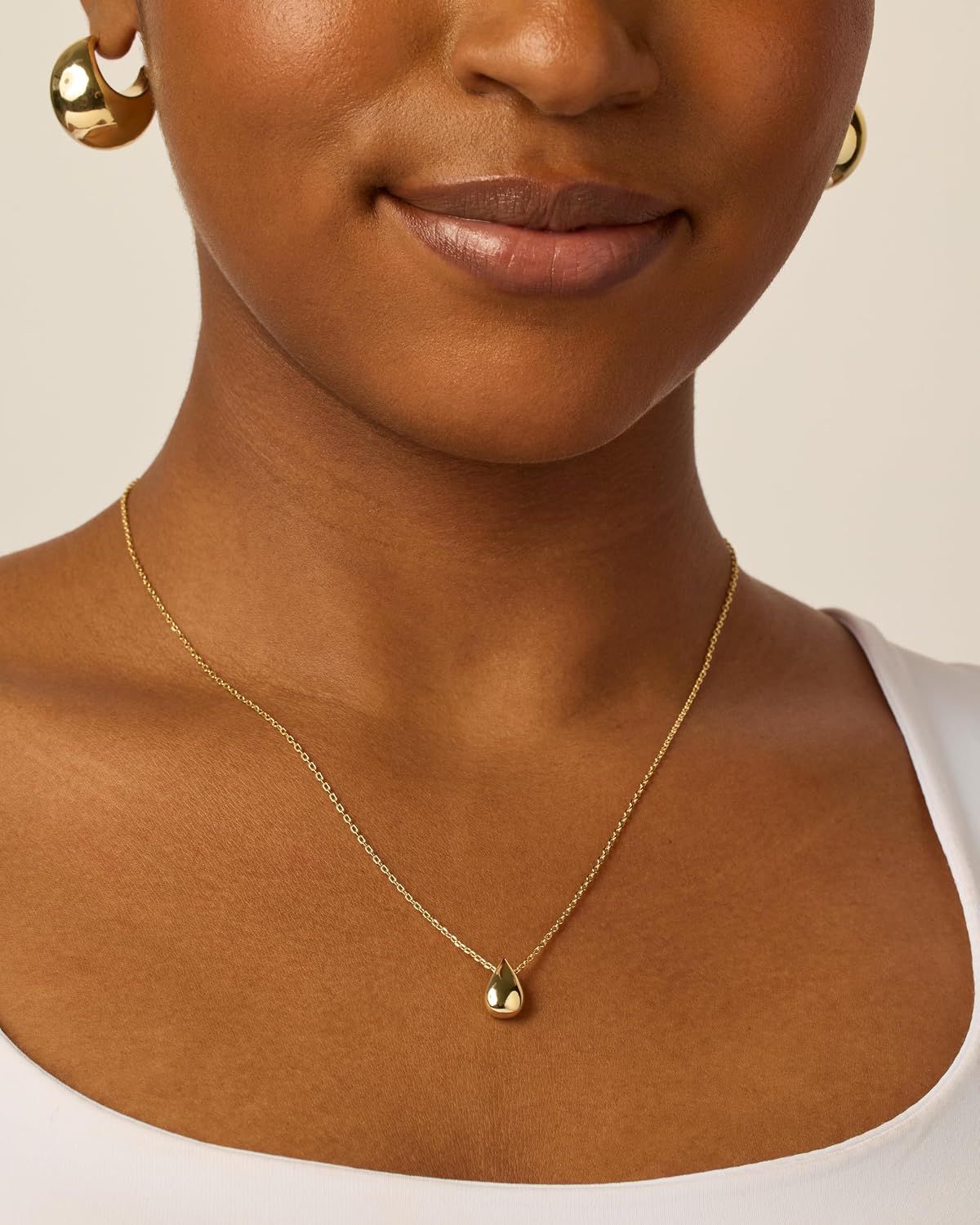 PAVOI 14K Gold Plated Dainty Pendant Necklace, Yellow Gold, Y - view 3