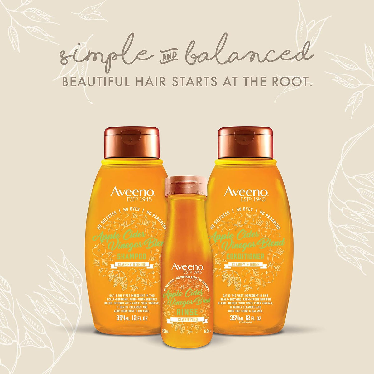 Aveeno Apple Cider Vinegar Clarifying In-Shower Hair Rinse, 6.8 fl oz - view 5