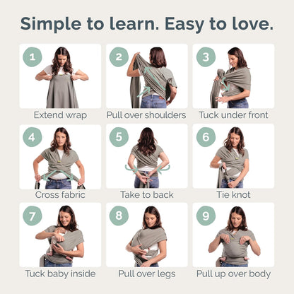 Boba Baby Wrap Carrier, Stretch Cotton, Grey - view 6
