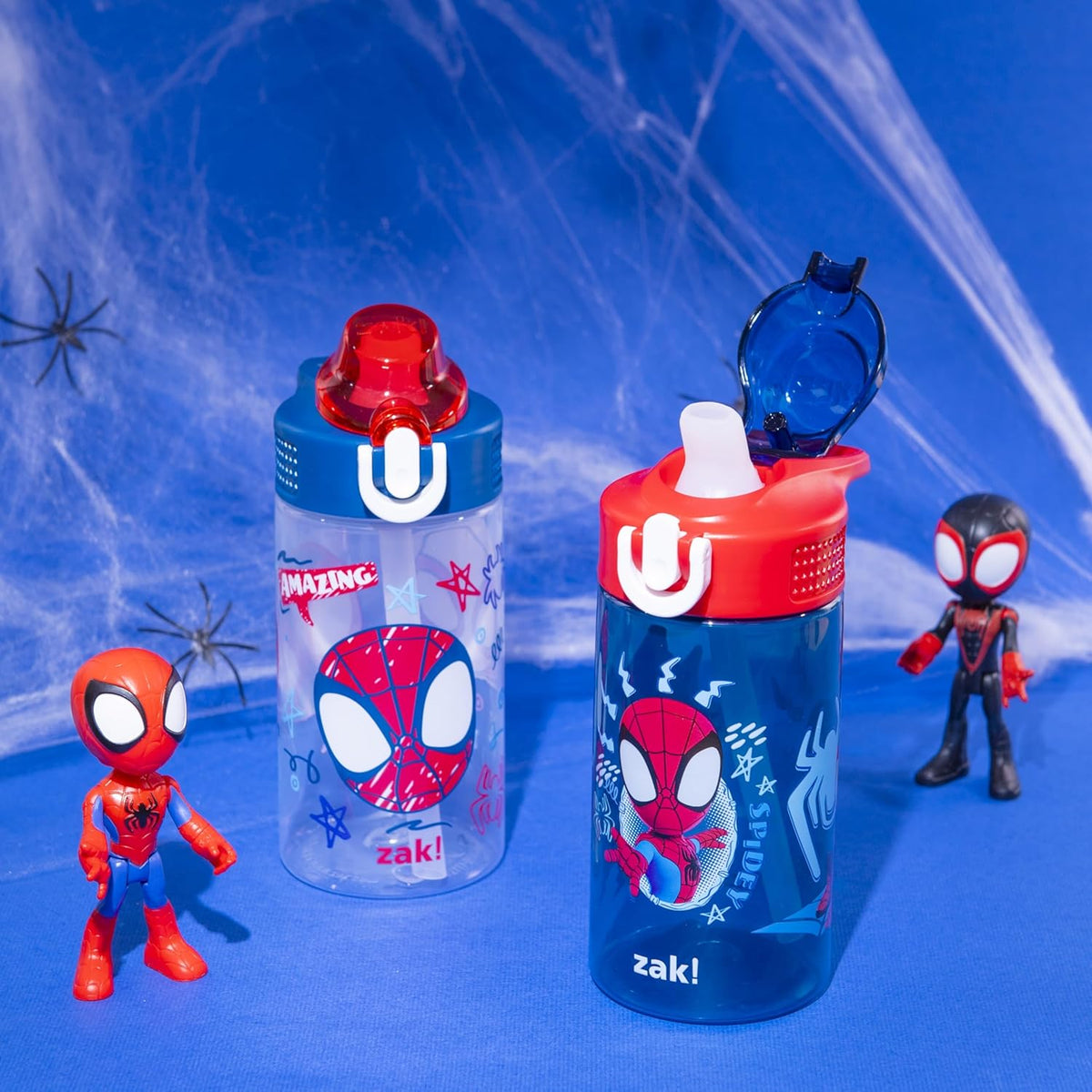 Zak Designs Marvel Spider-Man Sage Kids Water Bottles 16oz with Straw, Set of 2 - view 2