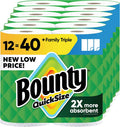 Bounty Quick-Size Paper Towels, White, 12 Family Triple Rolls