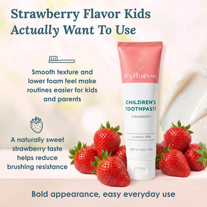 Wellnesse Kids Strawberry Hydroxyapatite Toothpaste Fluoride Free 4 oz - view 4