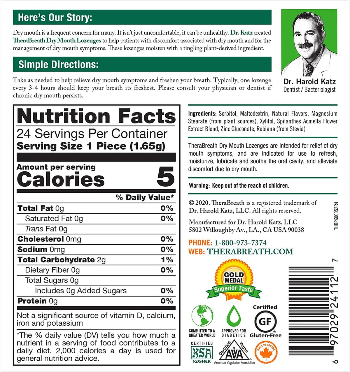 TheraBreath Dry Mouth Lozenges, Mandarin Mint, Sugar Free, 24 Count - view 2