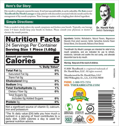 TheraBreath Dry Mouth Lozenges, Mandarin Mint, Sugar Free, 24 Count - view 2