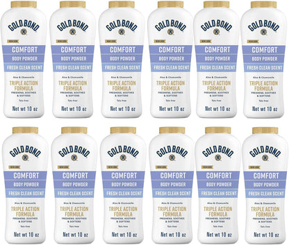Gold Bond Ultimate Comfort Talc-Free Body Powder with Aloe, 10 oz, Pack of 12