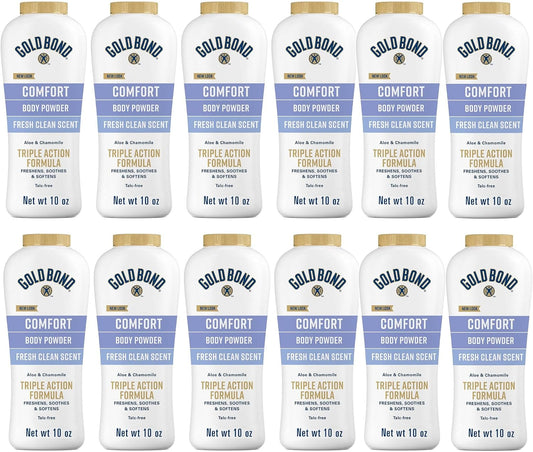 Gold Bond Ultimate Comfort Talc-Free Body Powder with Aloe, 10 oz, Pack of 12