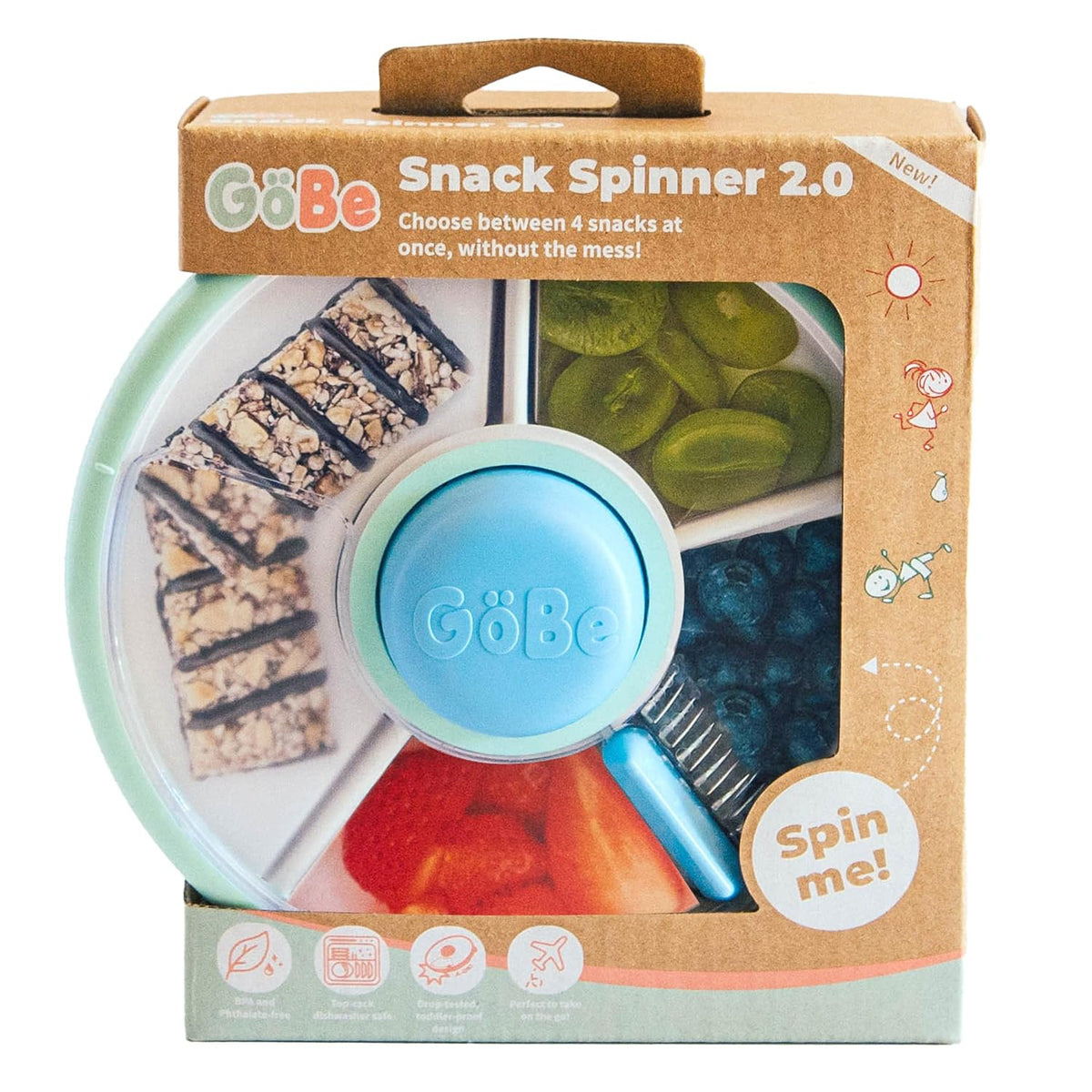 GoBe Kids Small Snack Spinner Slide, 4 Compartment Dispenser with Lid - view 4