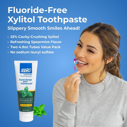 Epic Dental Fluoride-Free Xylitol Toothpaste, Spearmint, 4.9 oz, Pack of 2 - view 2