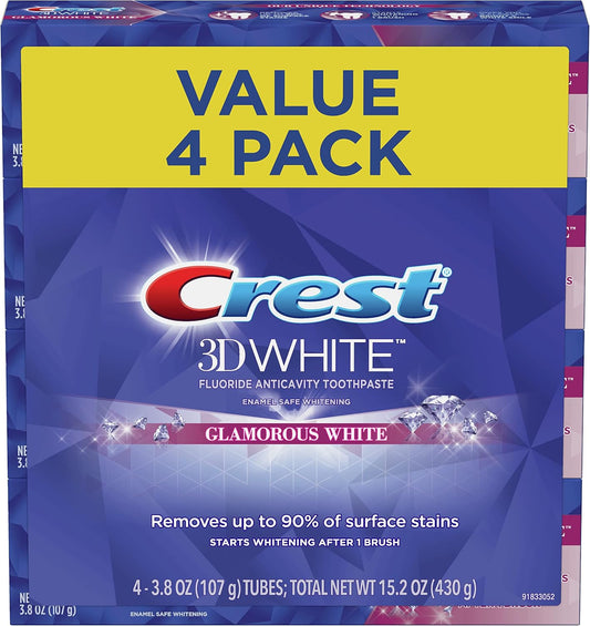 Crest 3D White Deluxe Vitalizing Fresh Toothpaste, Vibrant Mint, Pack of 4