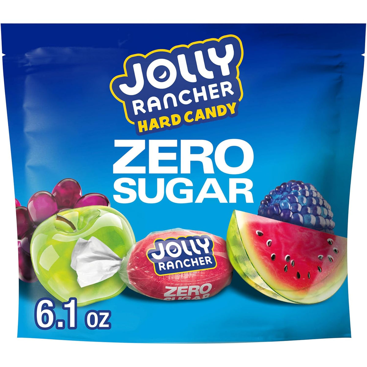 Jolly Rancher Zero Sugar Assorted Fruit Hard Candy, 6.1 oz Bag