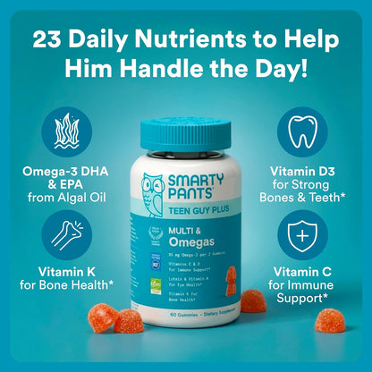SmartyPants Teen Guy Plus Multivitamin Gummies, Vitamin D, Omega 3, 60 Count - view 2