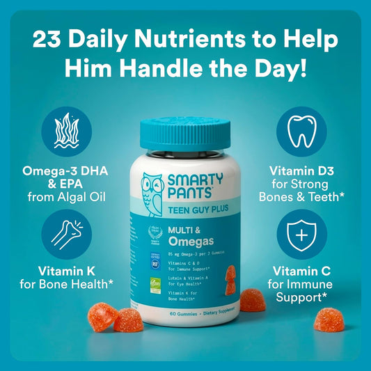 SmartyPants Teen Guy Plus Multivitamin Gummies, Vitamin D, Omega 3, 60 Count - view 2