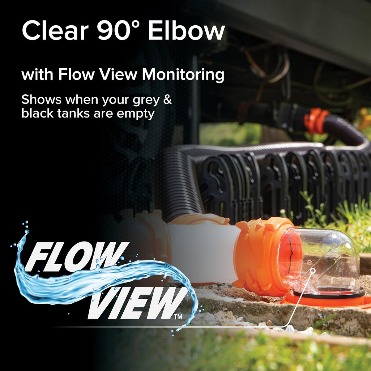 Camco RhinoFlex Clear RV Sewer Hose Elbow with 4-in-1 Adapter - view 4
