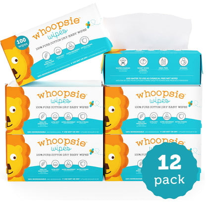 Whoopsie Wipes 100% Pure Cotton Dry Baby Wipes, 1,200 Count - view 6