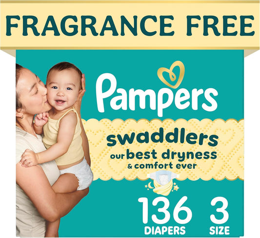 Pampers Swaddlers Nappies, Size 3 (13-26 lbs), 136 Count