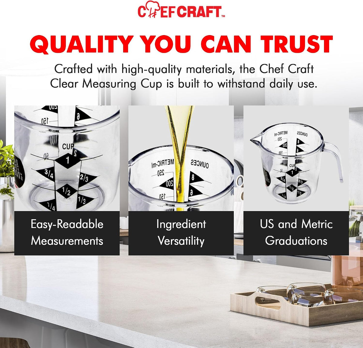 Chef Craft Select Plastic Measuring Cup, 1 Cup, Clear - view 6