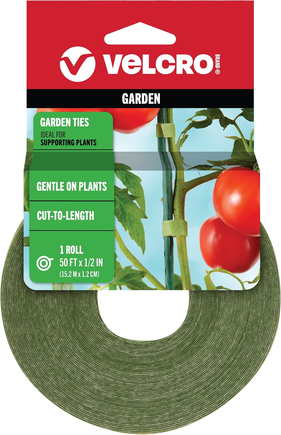 VELCRO Brand ONE-WRAP Garden Ties, Green - 50 ft x 1/2 in
