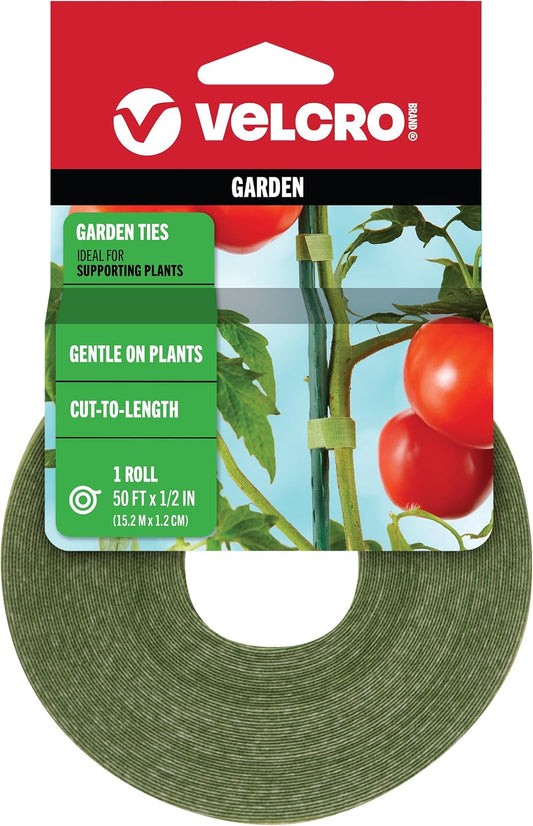 VELCRO Brand ONE-WRAP Garden Ties, Green - 50 ft x 1/2 in