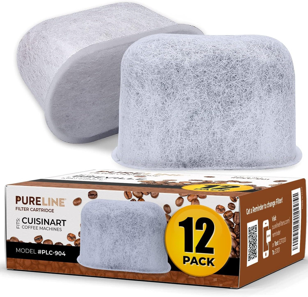 Pureline Charcoal Water Filters for Cuisinart Coffee Makers, Pack of 12