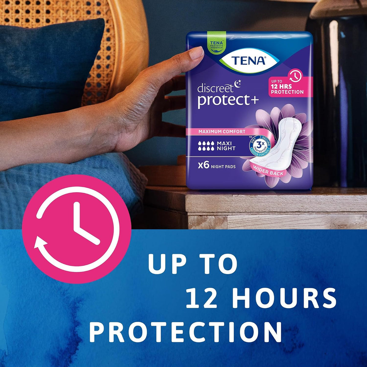 TENA Discreet Maxi Night Incontinence Pads 48 Count (Pack of 8 x 6) - view 4