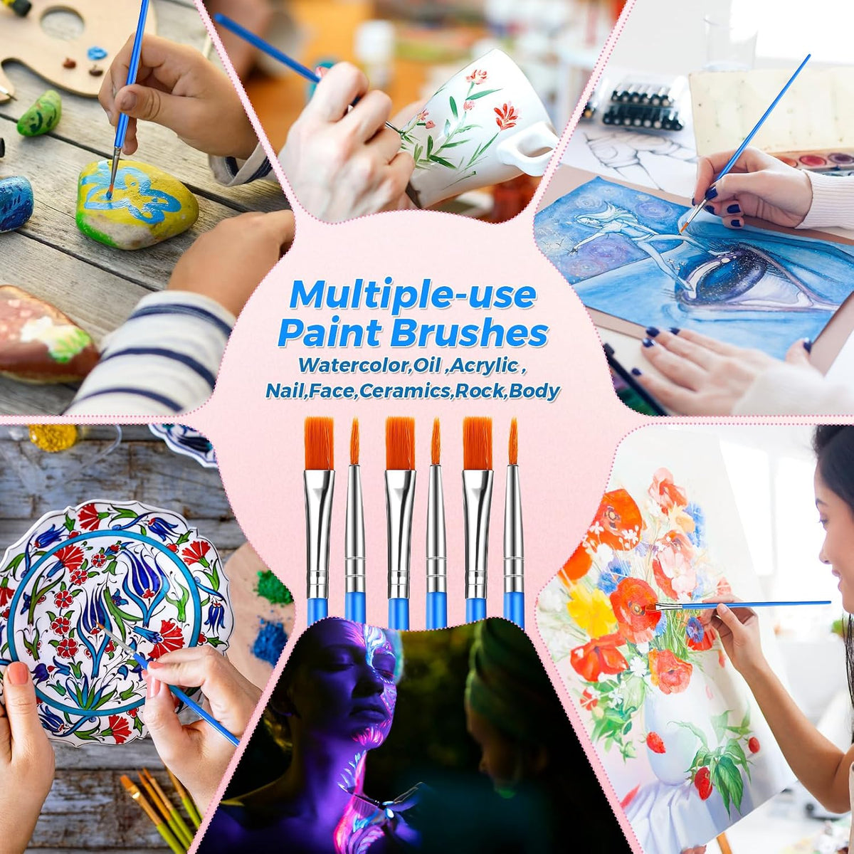 ONEXIZ Paint Brush Set, 162 Pieces, 81 Flat and 81 Round Brushes - view 5