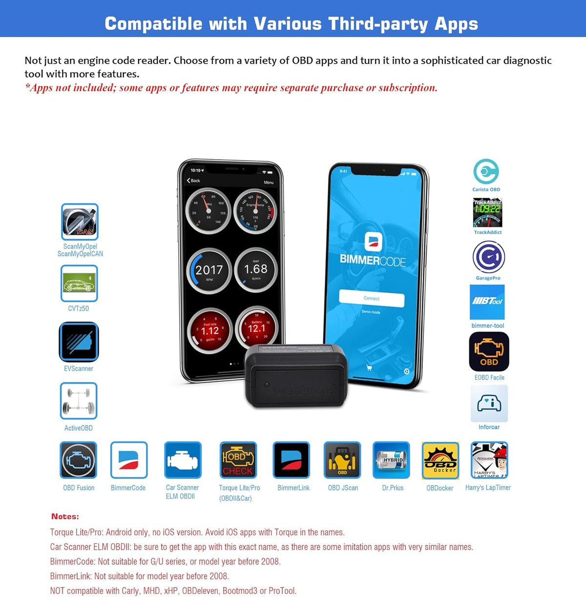 Veepeak OBDCheck BLE Bluetooth OBD II Scanner for iOS and Android - view 3