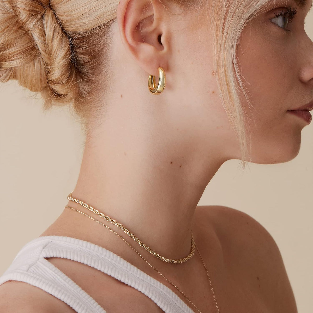 PAVOI 14K Gold Plated 925 Silver Hoop Earrings, 19mm - view 4