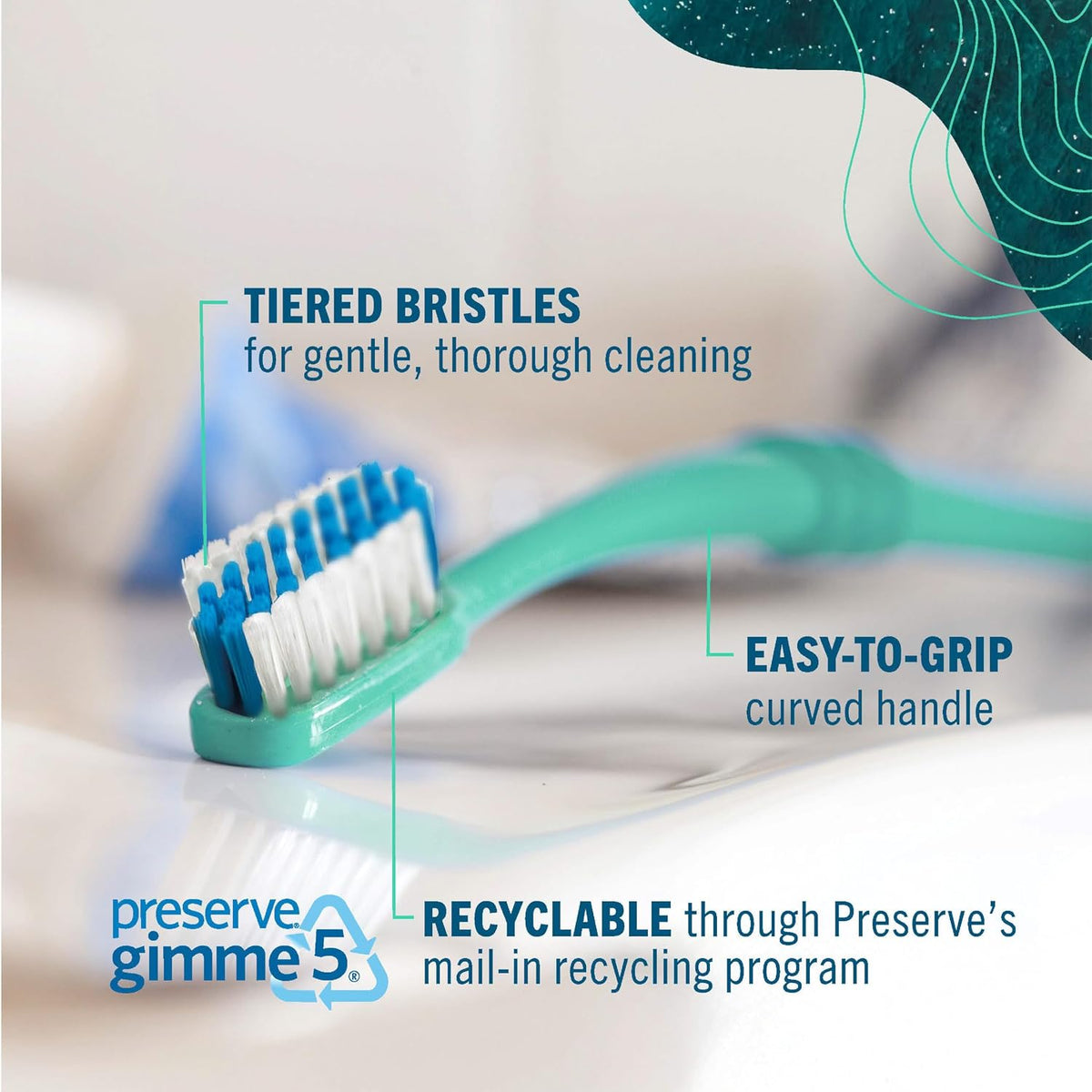 Preserve POPi Adult Toothbrush, Neptune Green, Soft — alternate product view
