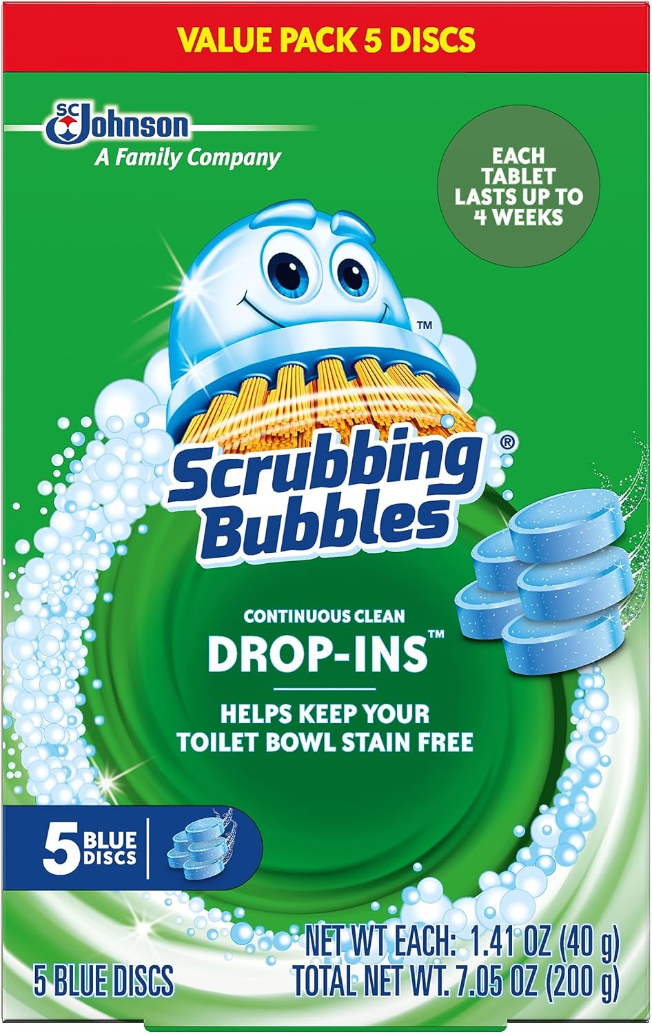 Scrubbing Bubbles Toilet Cleaner Drop-Ins Tablets, 5 Count 201 g (7.1 oz) — product view