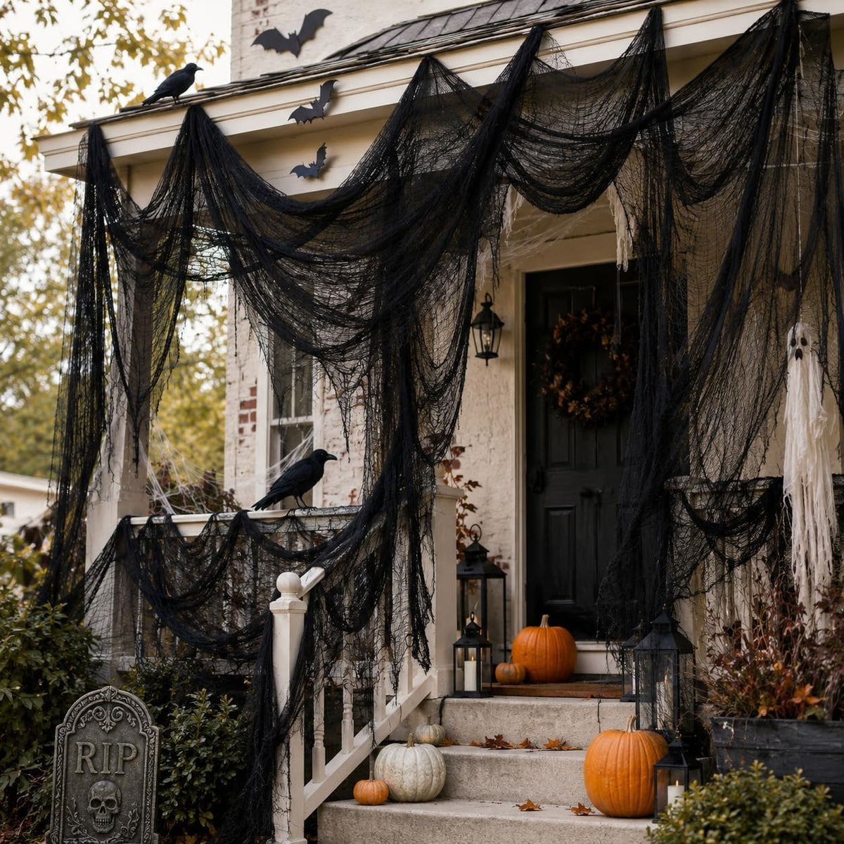 Qtisky Black Halloween Gauze Cloth Decorations, 5 Pieces - view 4