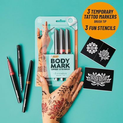 BodyMark by BIC Temporary Tattoo Markers, Henna Vibes, 3 Count - view 4