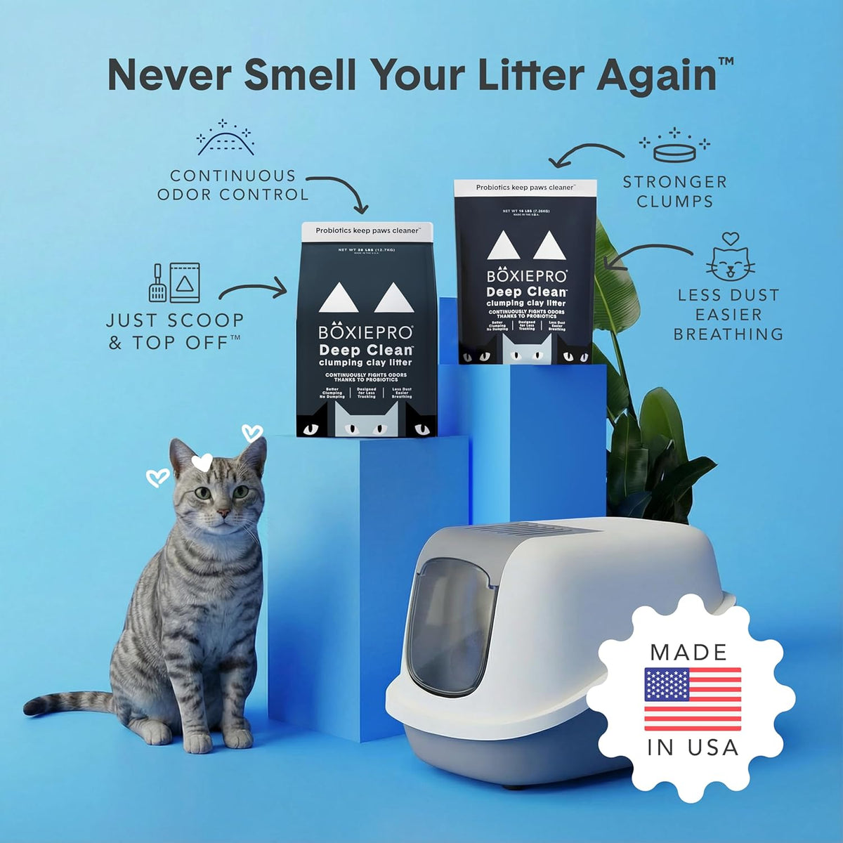 Boxie Probiotic Clumping Cat Litter, Unscented, Dust-Free, 28 lb - view 4
