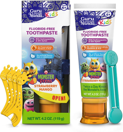 GuruNanda Kids Toothpaste, Strawberry Mango Flavour, Ages 6+, 4.2 oz