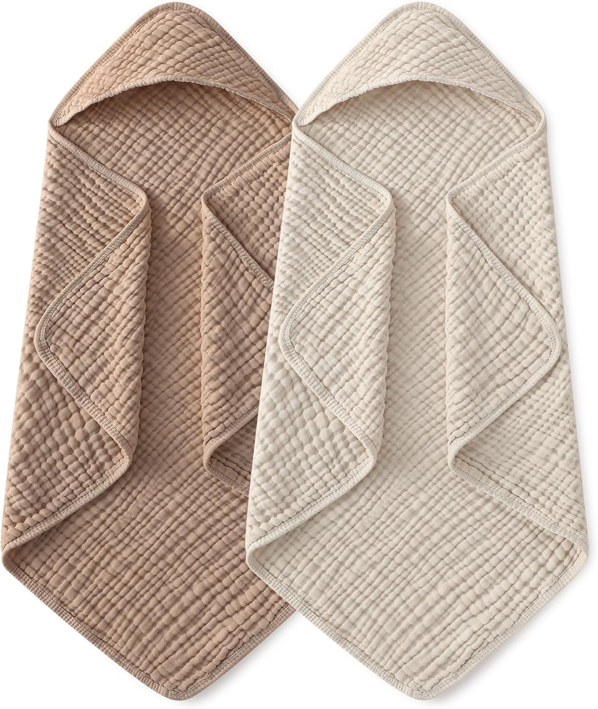 Yoofoss Hooded Baby Bath Towels, 2 Pack, Muslin Cotton
