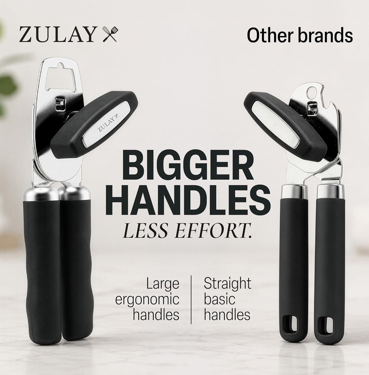 Zulay Kitchen Manual Can Opener, Stainless Steel, Black — alternate product view